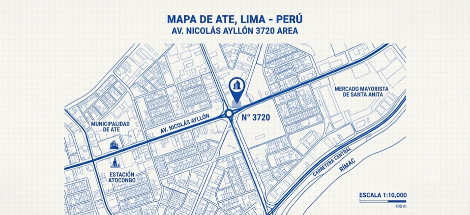 Mapa de ubicación de EDESAC en Av. Nicolás Ayllón 3720, Ate, Lima